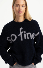 YAYA | Knitted Sweater Artwork Cat Black Dessin