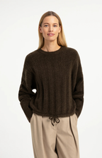 YAYA | Sweater Batwing Sleeves Slate Black Brown Melange