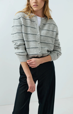 YAYA | Striped Knitted Cardigan Medium Grey Melange