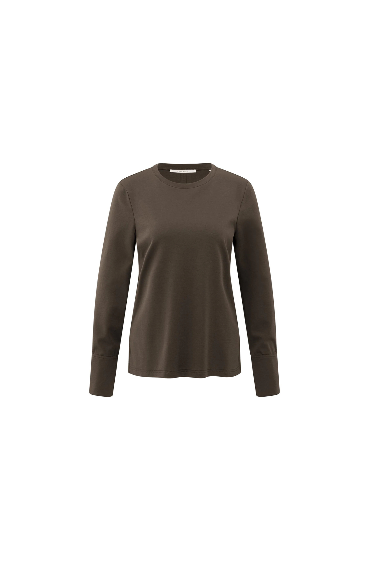 YAYA | Jersey Top Woven Cuffs Slate Black Brown