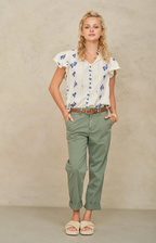 M.A.B.E | Iris Woven Frill Blue Blouse