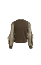 YAYA | Knitted Sweater With Ruffle Sleeves Slate Black Brown