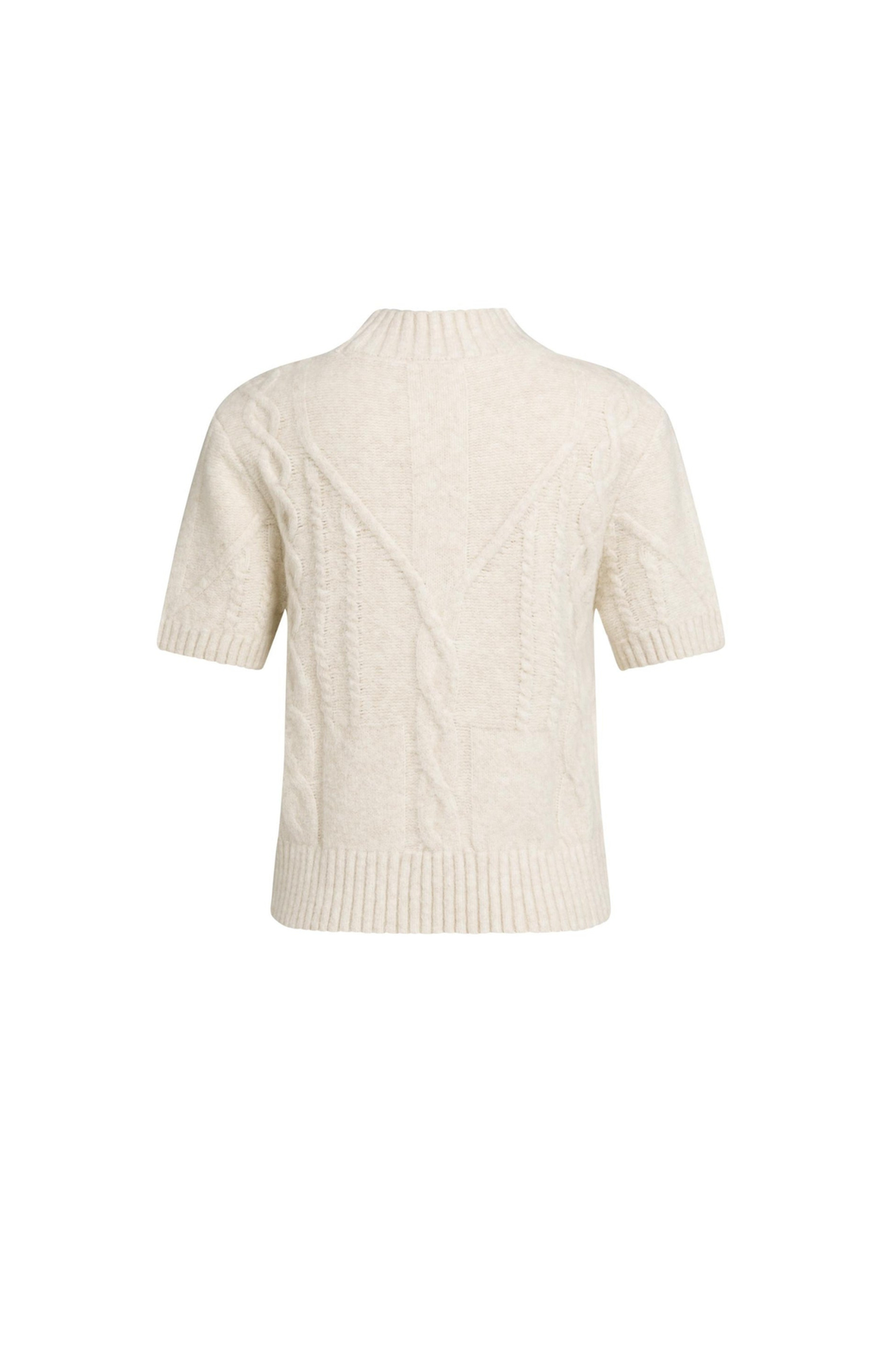 YAYA | Cable Knit Sweater With Short Sleeves  Off White Melange