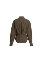 YAYA | Blouse With Waist Accent And Pleat Detail Slate Black Brown