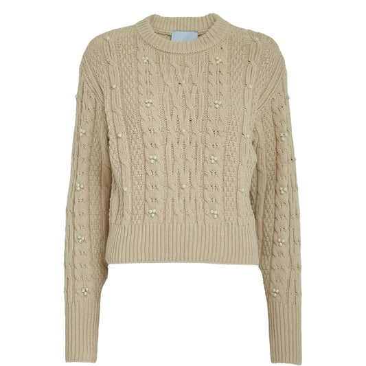 Minus | Junie crop cable knit pullover - sand gray