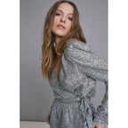 Minus | Limea wrap blouse - black metallic (silver)