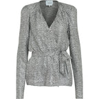 Minus | Limea wrap blouse - black metallic (silver)