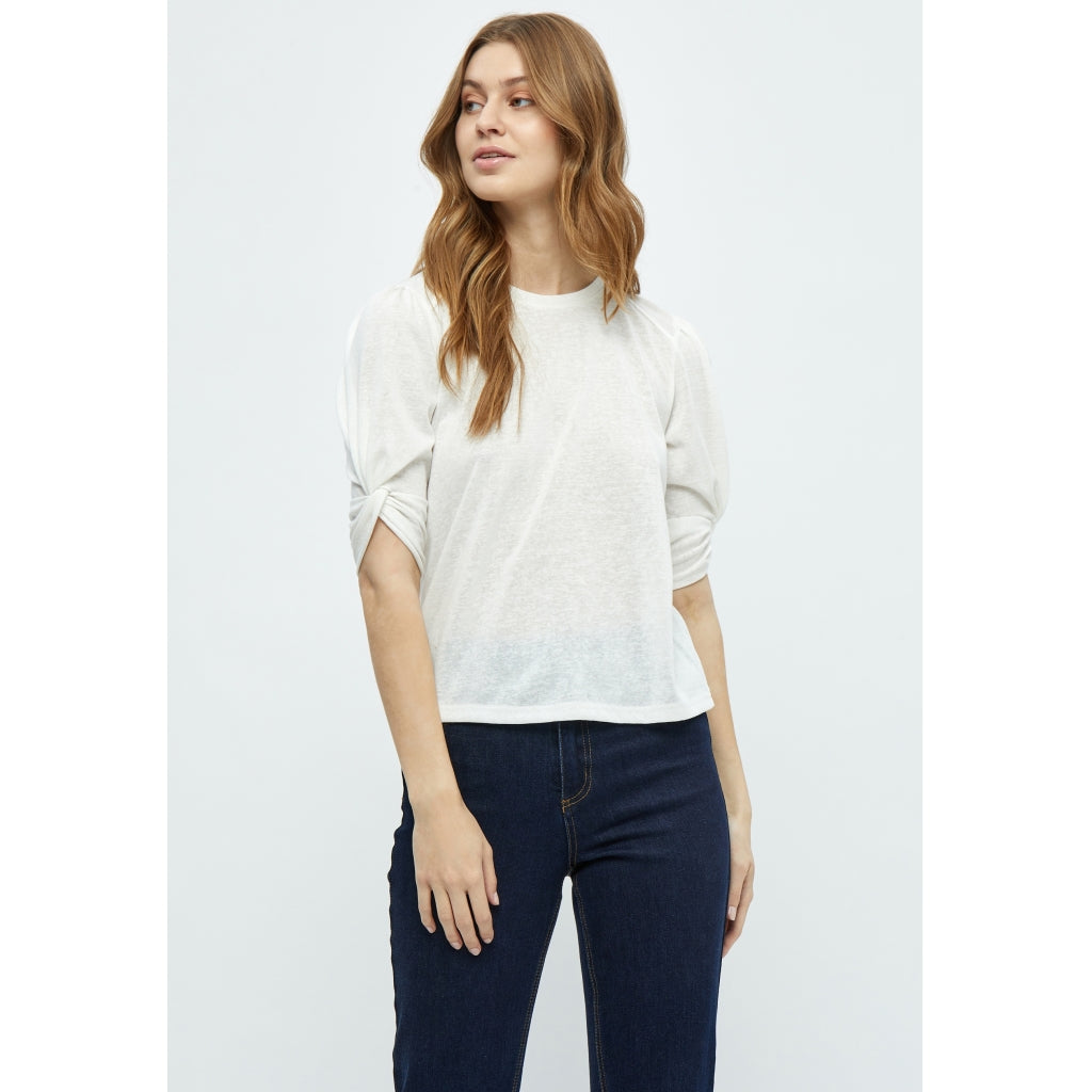 Peppercorn | Liv round neck half sleeve t-shirt - white