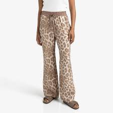 YAYA | Luchtige broek met leopard print - milk brown dessin - 01-301207-507