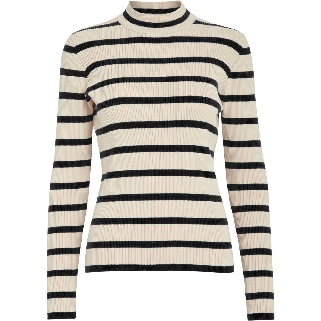 Minus | Maluma high neck knit pullover - black striped - MI6004