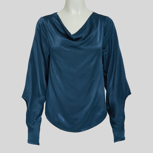 Peppercorn | Olanna long sleeve drape blouse Legion blue