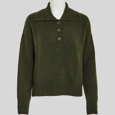 Peppercorn | Penny polo knit pullover deep depths green