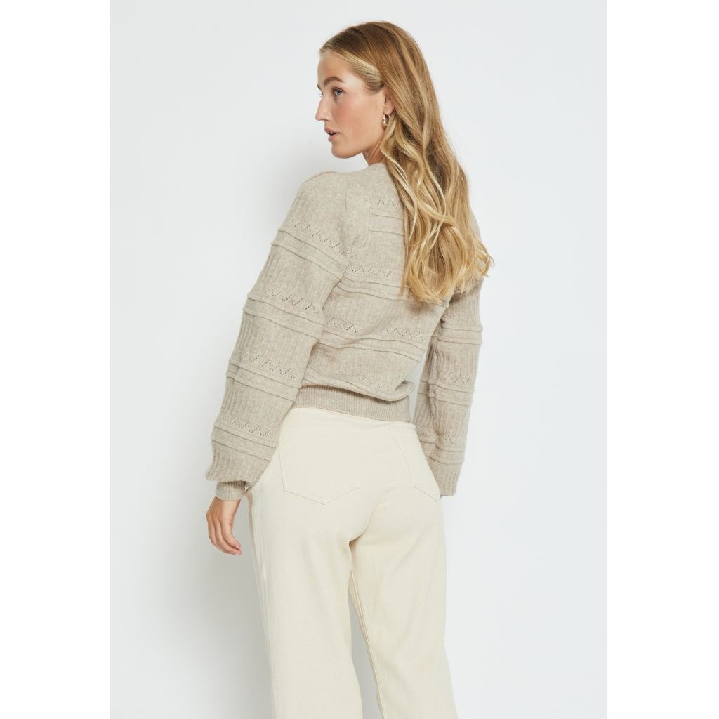 Peppercorn| Pam Puff Sleeve knit pullover - Feather gray