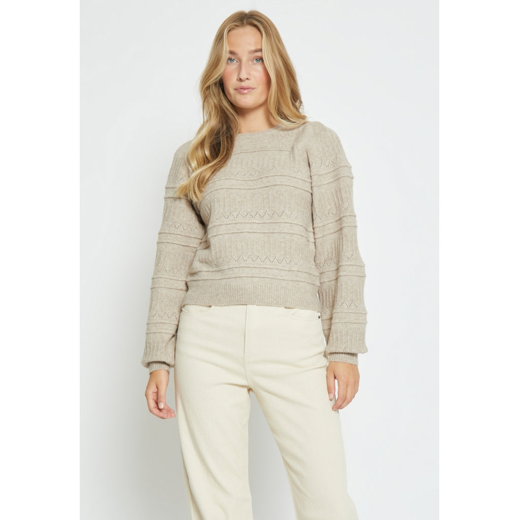 Peppercorn| Pam Puff Sleeve knit pullover - Feather gray