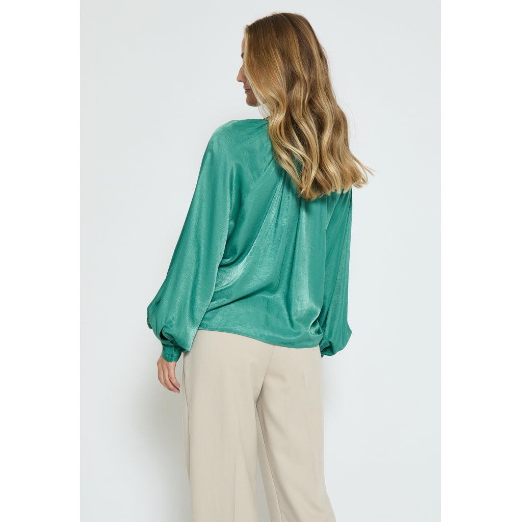Peppercorn | Polianni v-neck long sleeve blouse - deep jungle green - PC7452