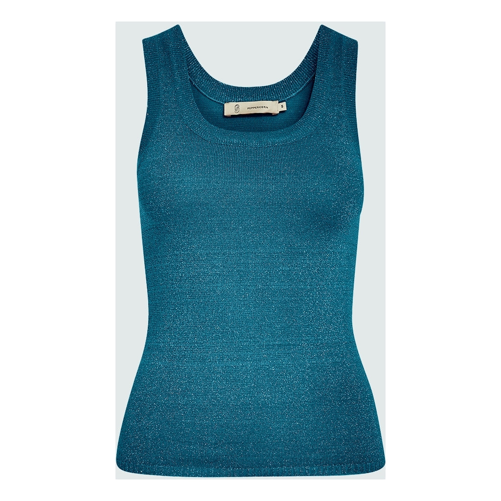 Peppercorn | Remi u-neck knit tank top -ocean depths metallic