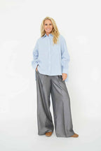 EST'SEVEN | SOUTH BLOUSE Blue – White Oxford Digi Stripe