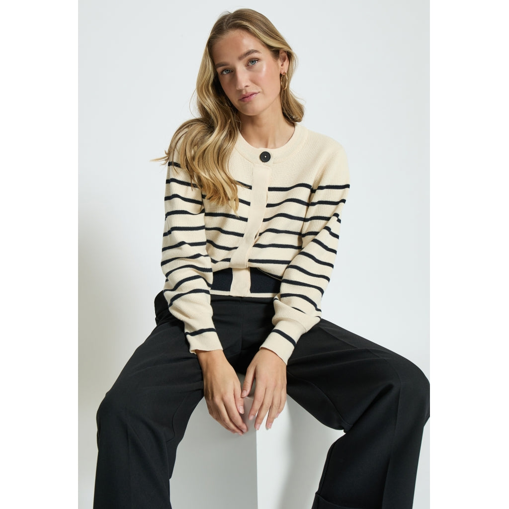 Peppercorn | Sara round neck knit cardigan - navy stripe - PC7461