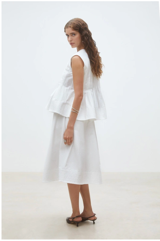Suncoo Paris | Faye Plain White Midi Skirt