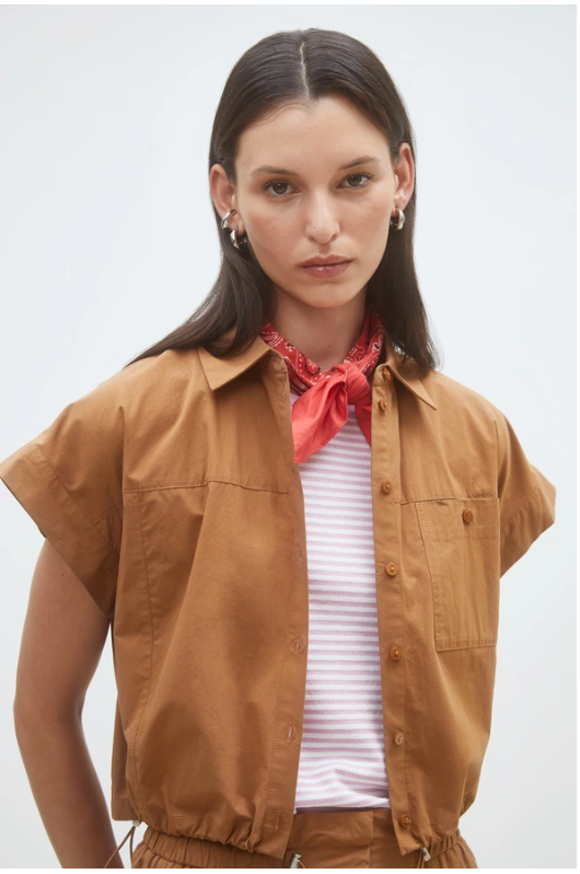 Suncoo Paris | Lorena Short Button-Down Blouse Tabac