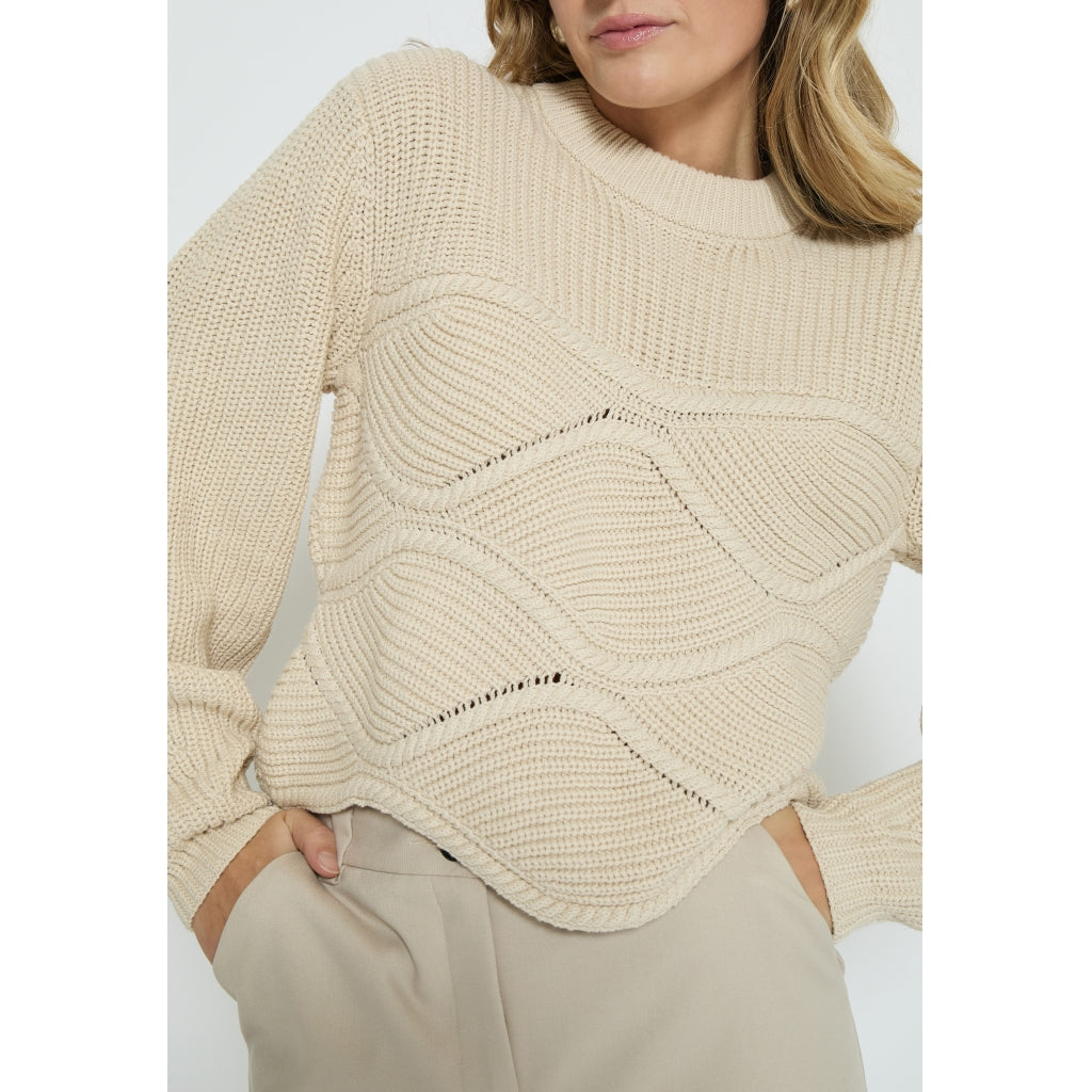 Peppercorn | Sif mock neck knit pullover - whitecap grey - PC7474