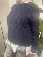 Esme Studios | Simone o-neck knit GOTS - dark sapphire