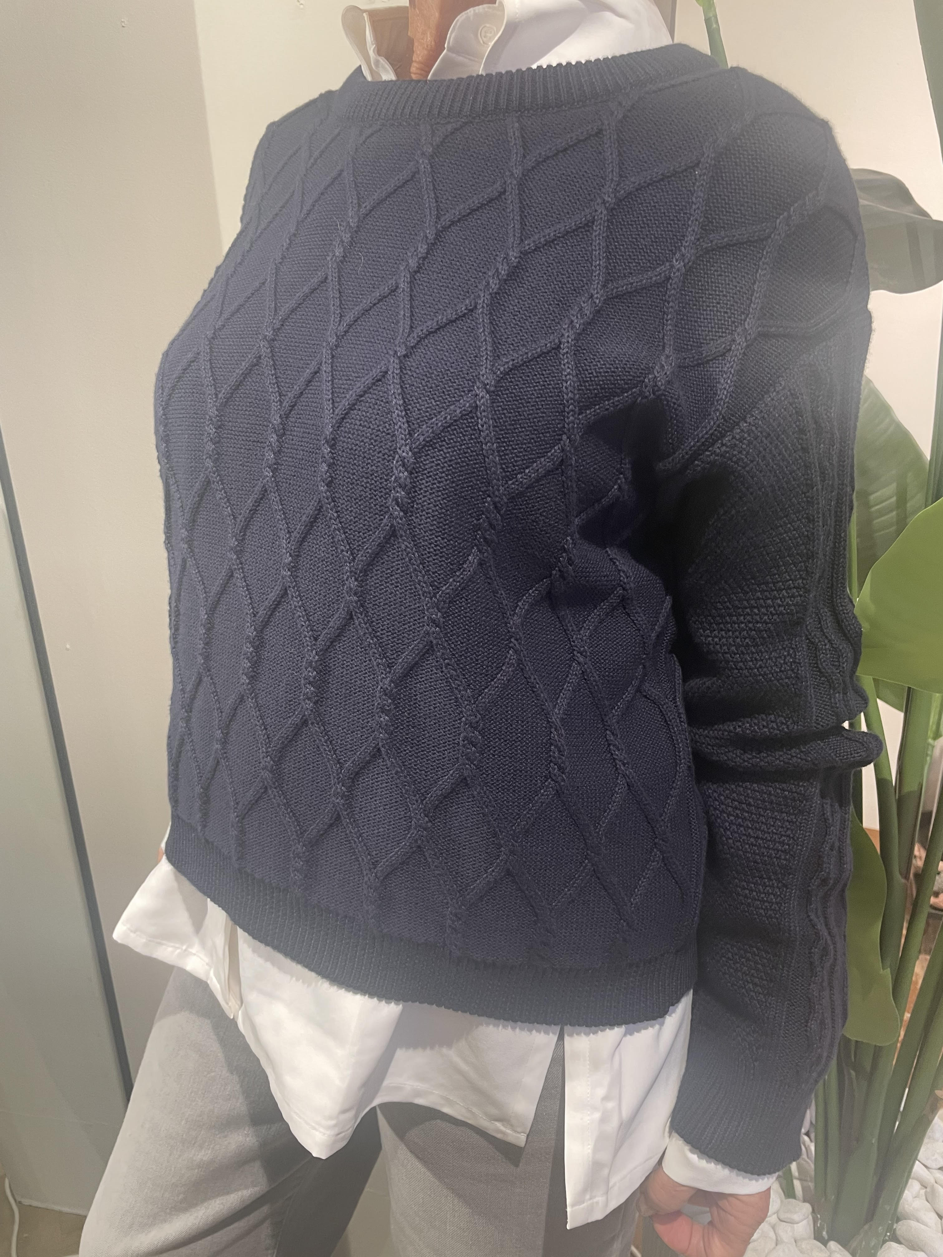 Esme Studios | Simone o-neck knit GOTS - dark sapphire