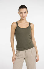 YAYA | Singlet Met Mesh Afwerking Army Green