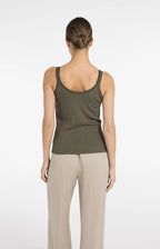 YAYA | Singlet Met Mesh Afwerking Army Green