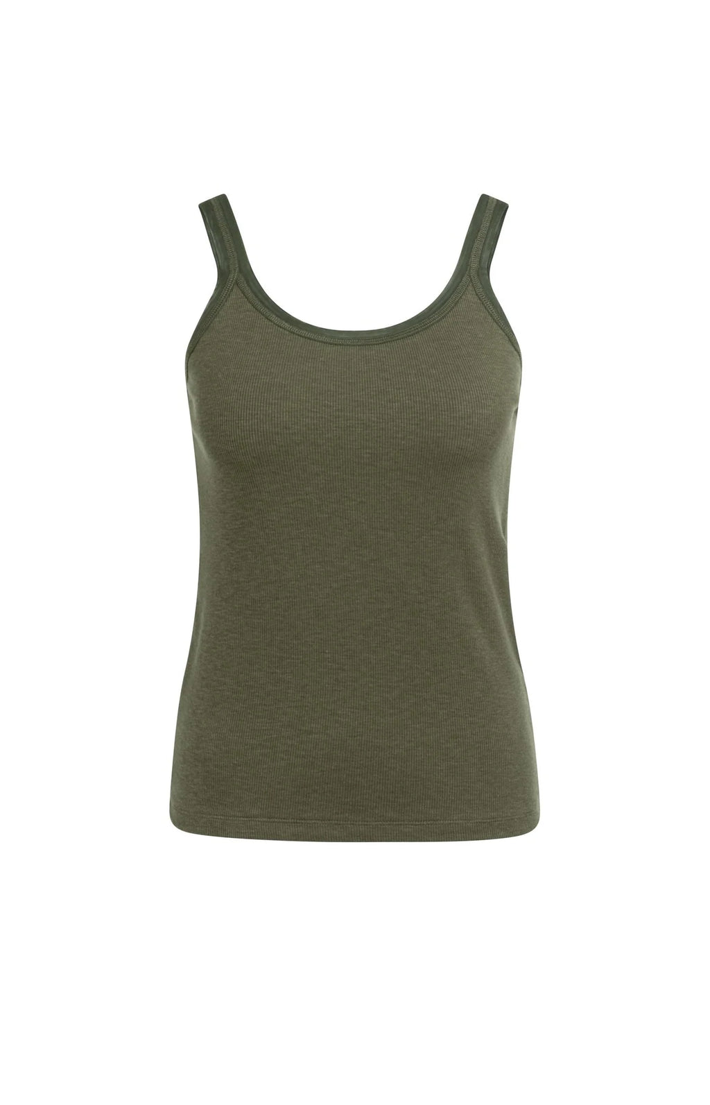 YAYA | Singlet Met Mesh Afwerking Army Green