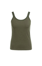 YAYA | Singlet Met Mesh Afwerking Army Green