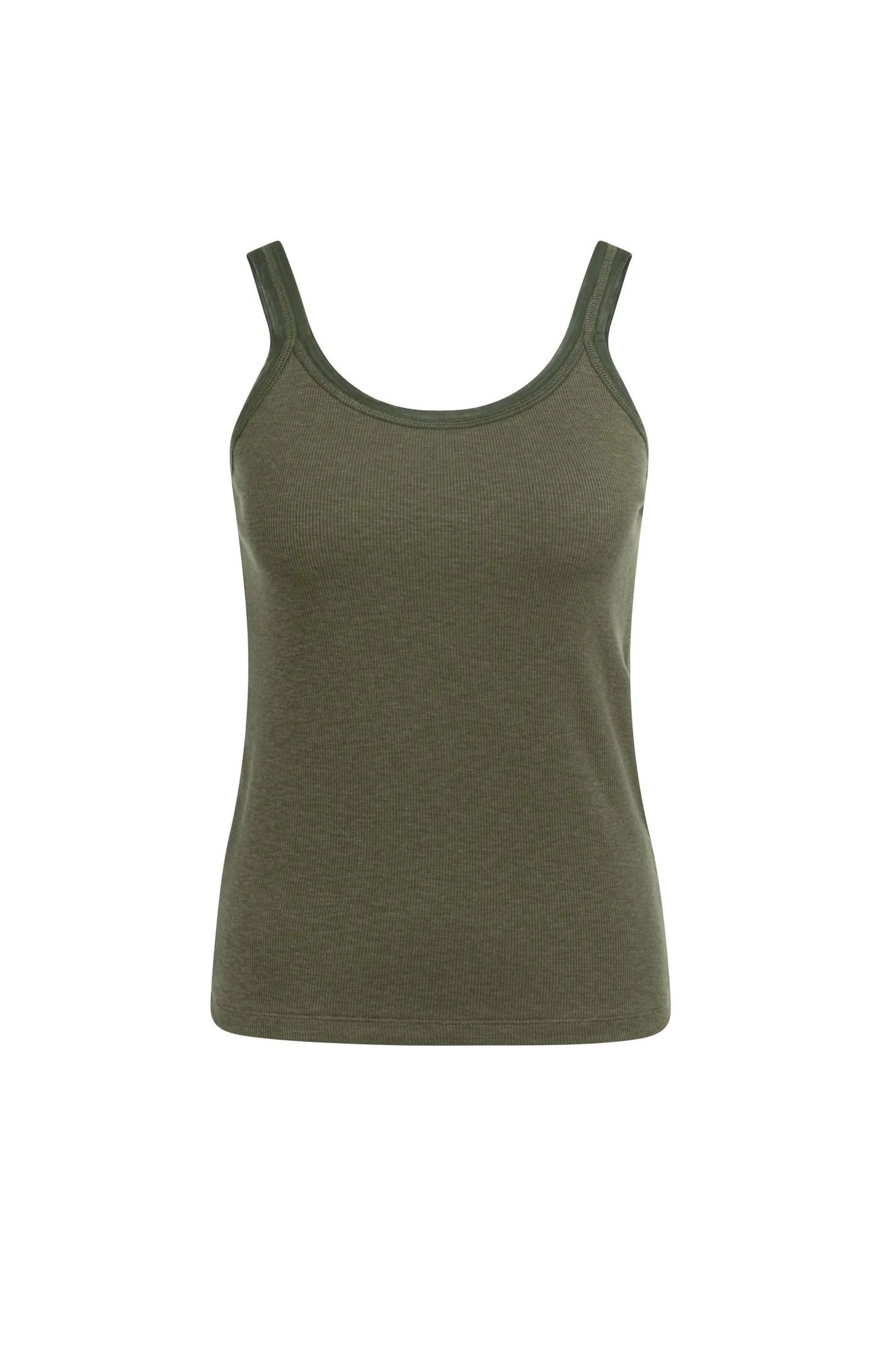 YAYA | Singlet Met Mesh Afwerking Army Green