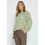 Peppercorn | Sophie long sleeve blouse - guacamole green print - PC7442