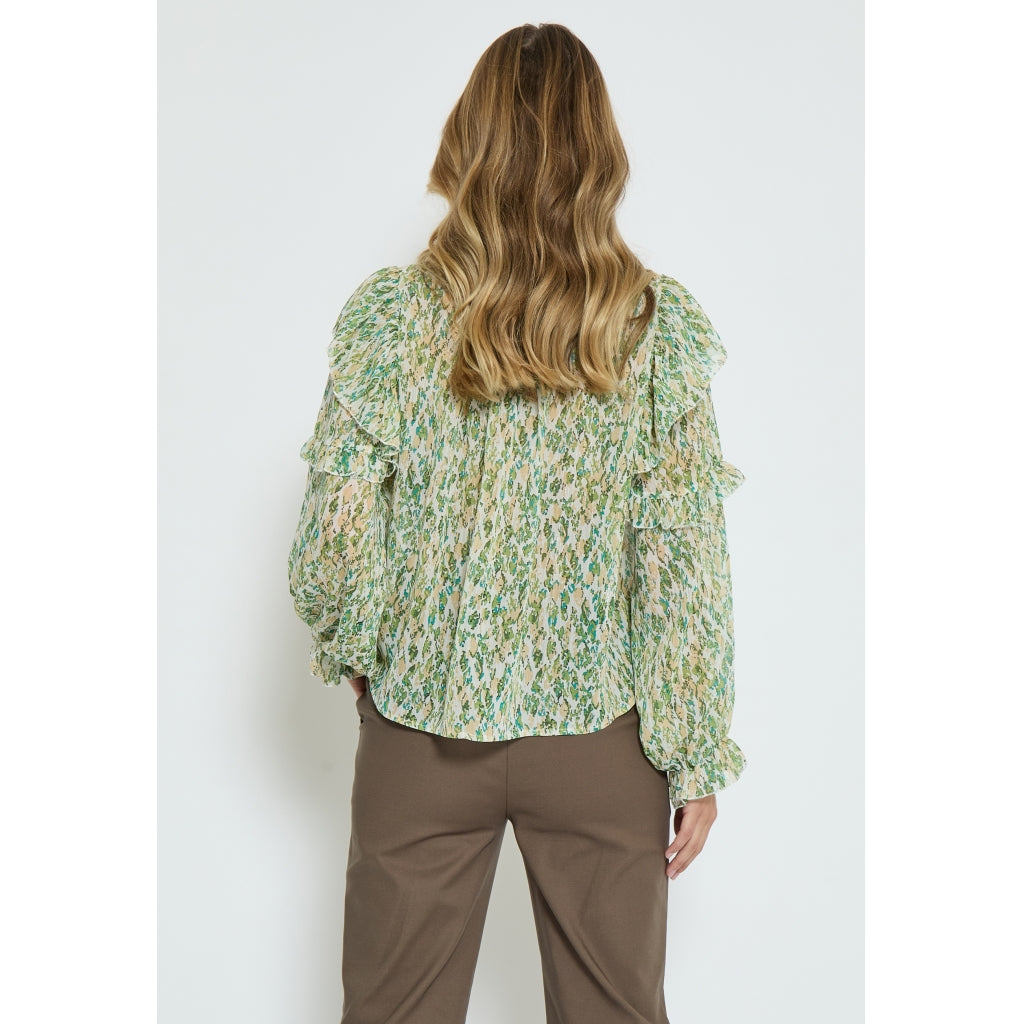 Peppercorn | Sophie long sleeve blouse - guacamole green print - PC7442
