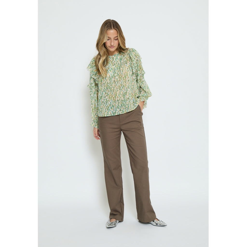 Peppercorn | Sophie long sleeve blouse - guacamole green print - PC7442