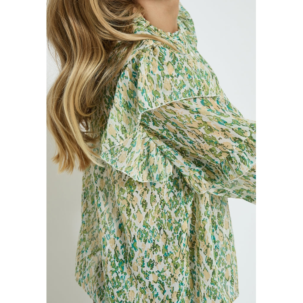 Peppercorn | Sophie long sleeve blouse - guacamole green print - PC7442