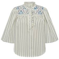 Gossia | SyrenaGo Jo blouse - creme blue stripes - G2388