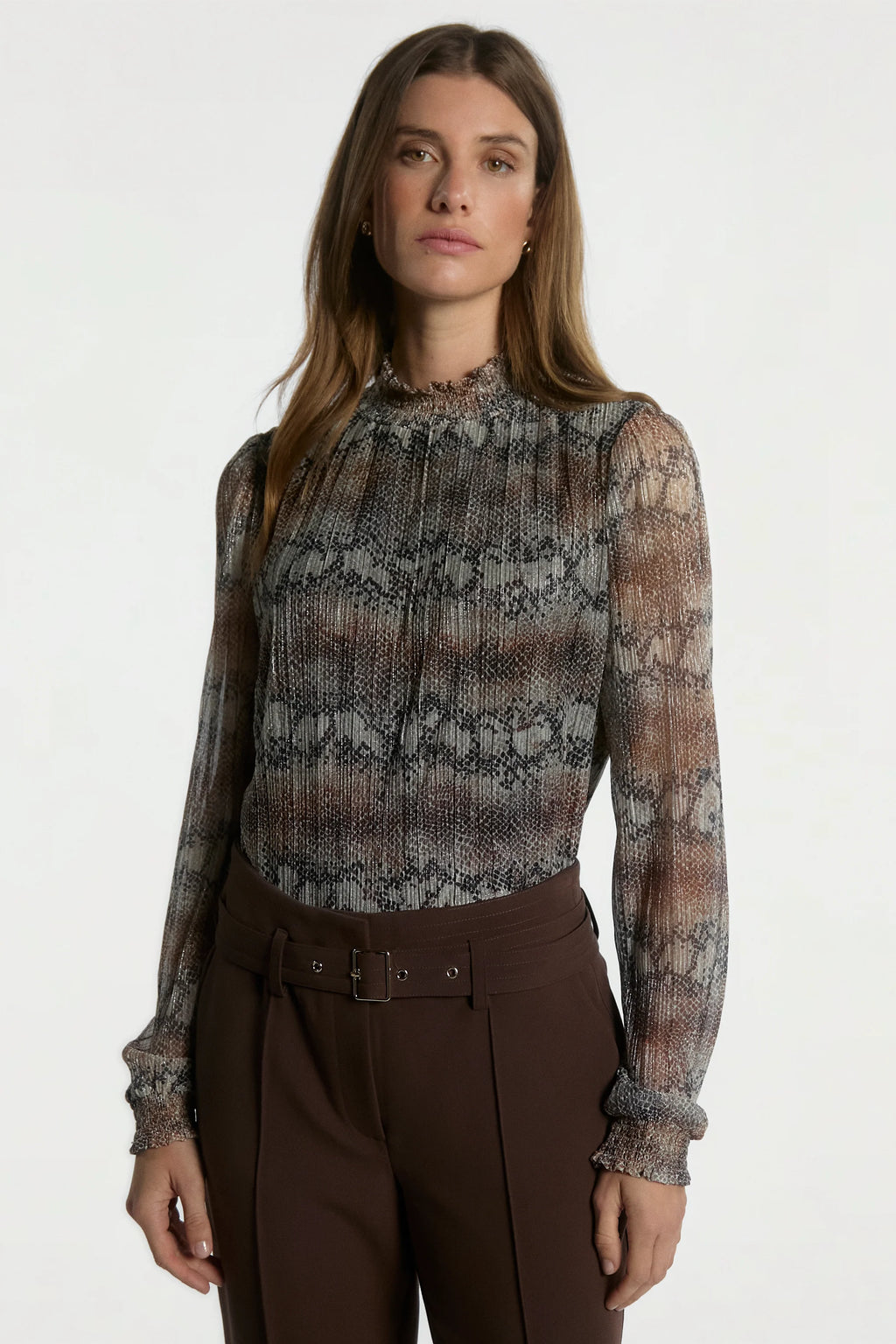 Aaiko | Tory Snake Top Dark Mocha
