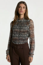 Aaiko | Tory Snake Top Dark Mocha