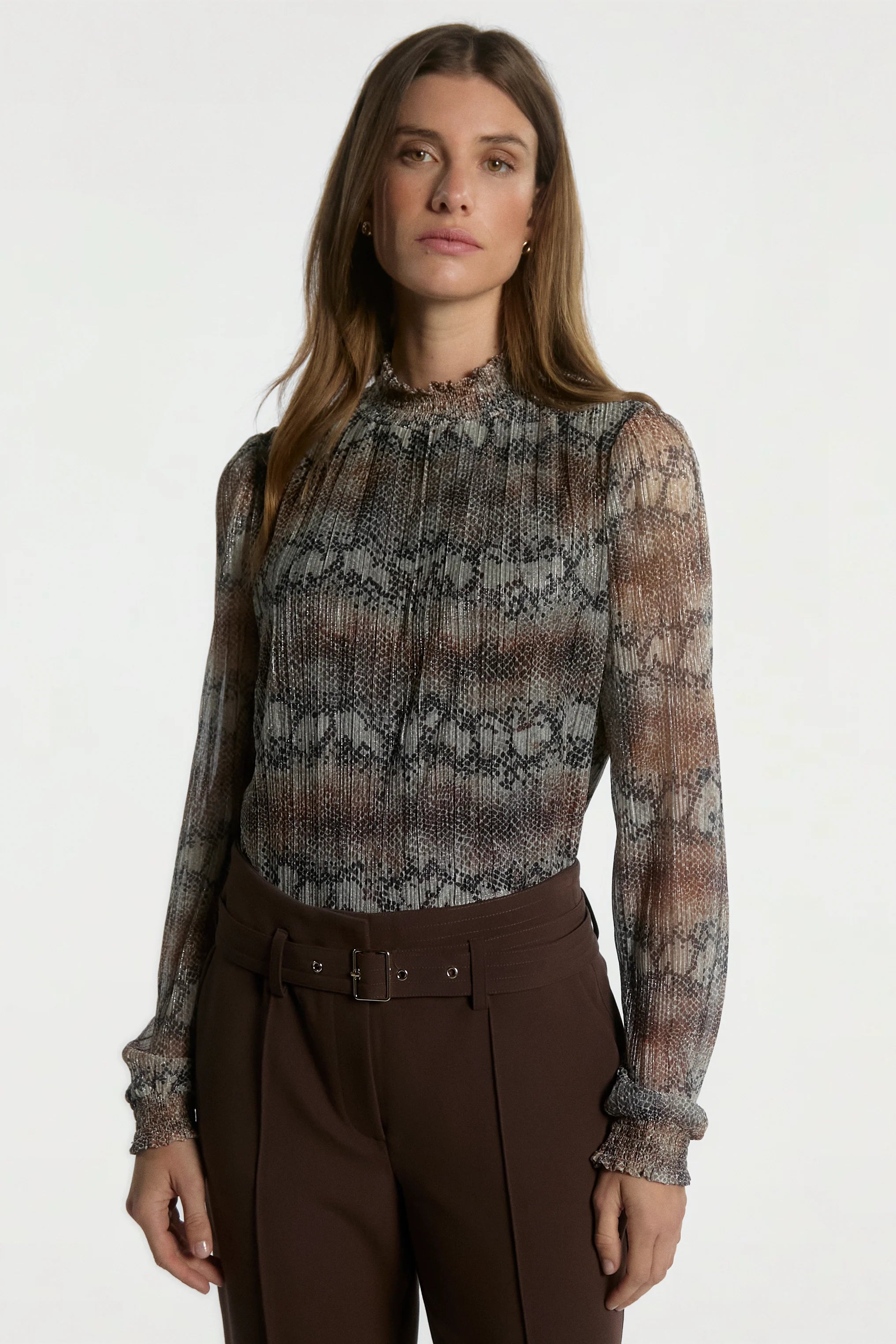 Aaiko | Tory Snake Top Dark Mocha