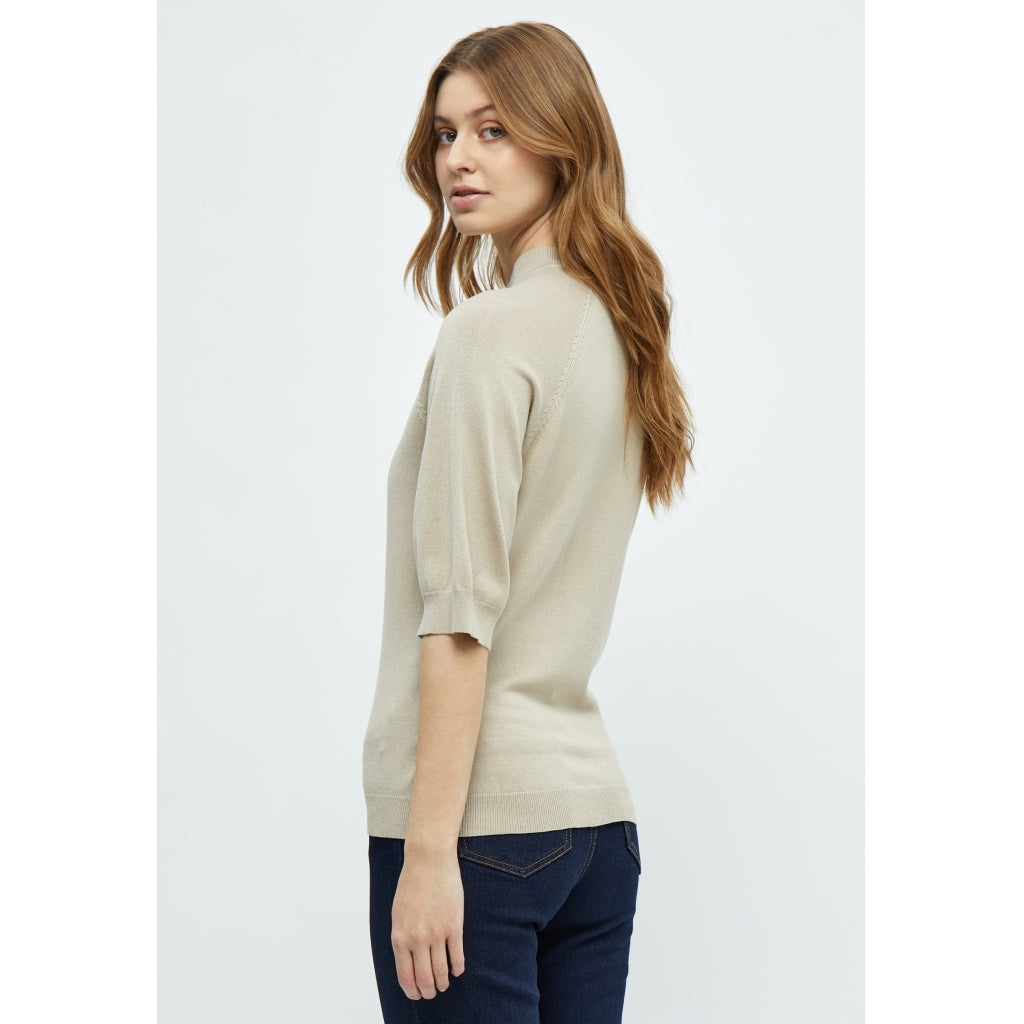 Peppercorn | Tana mock neck half sleeve knit pullover - feather gray