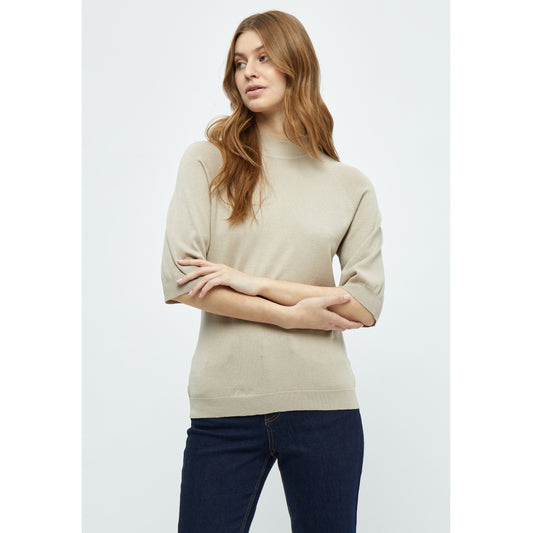 Peppercorn | Tana mock neck half sleeve knit pullover - feather gray