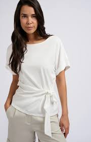 YAYA | T-shirt met ronde hals en knoopdetail - pure white - 01-709093-506