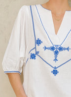 M.A.B.E | Vivien Top - Ivory/ Blue - 640259