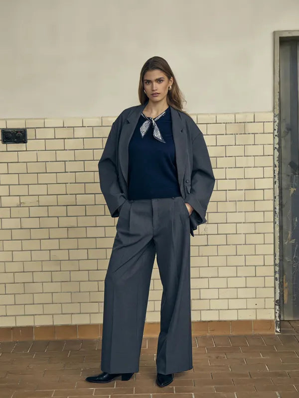Minus | Vivianne Mid Waist Pants Dark Grey