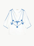 M.A.B.E | Vivien Top - Ivory/ Blue - 640259
