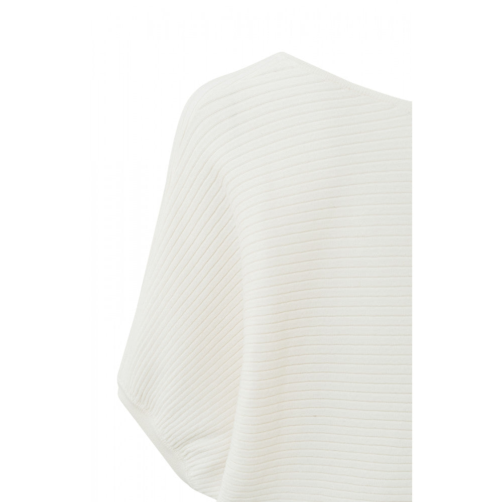 YAYA | Batwing sweater with V-neck, 7/8 sleeves and ribbed details - white - 01-000229-306