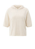 YAYA | Knitted hoodie with short sleeves - 01-000486-508