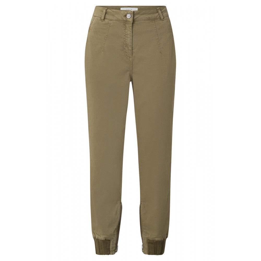 YAYA | soft cargo trousers with zip fly and pockets PURE CASHMERE BROWN