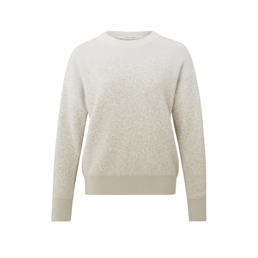 YAYA | dip dye sweater with ccrewneck and long sleeves PURE CASHMERE BROWN DESSIN